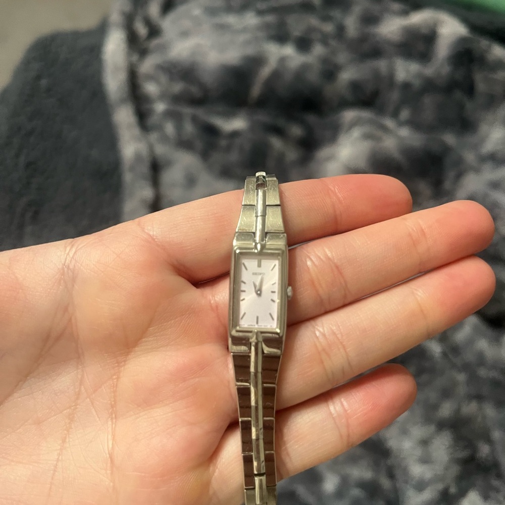 Seiko Silver Rectangular Face Watch